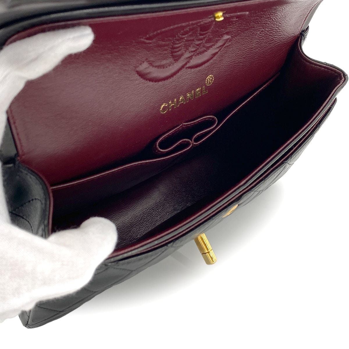 Luxury Promise Japan CHANEL VINTAGE CLASSIC FLAP SMALL CHAIN SHOULDER BAG BLACK LAMB SKIN 90273082