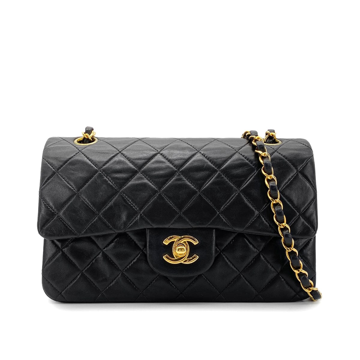 Luxury Promise Japan CHANEL VINTAGE CLASSIC FLAP SMALL CHAIN SHOULDER BAG BLACK LAMB SKIN 90273082