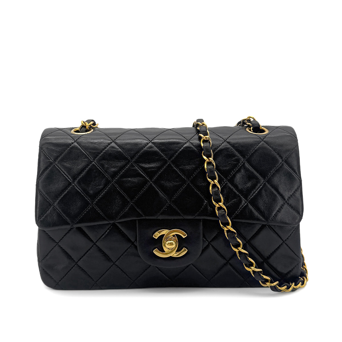 Luxury Promise Japan CHANEL VINTAGE CLASSIC FLAP SMALL CHAIN SHOULDER BAG BLACK LAMB SKIN 90274407