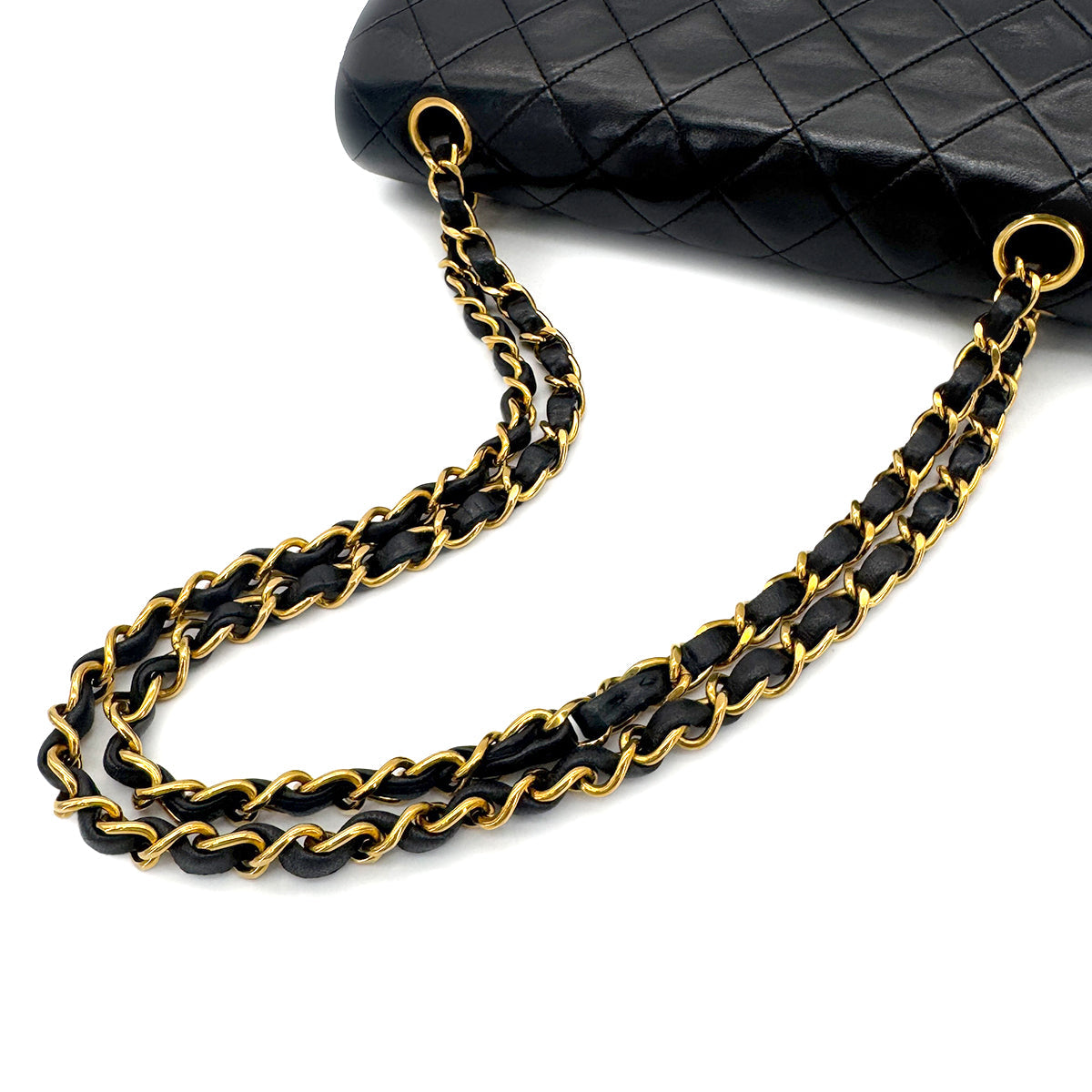 Luxury Promise Japan CHANEL VINTAGE CLASSIC FLAP SMALL CHAIN SHOULDER BAG BLACK LAMB SKIN 90274407