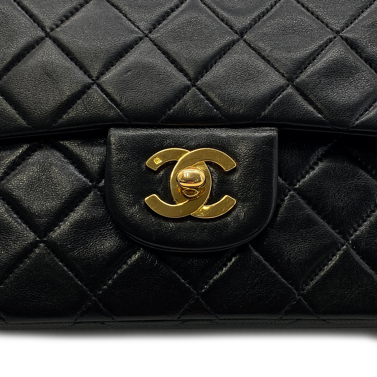 Luxury Promise Japan CHANEL VINTAGE CLASSIC FLAP SMALL CHAIN SHOULDER BAG BLACK LAMB SKIN 90282747