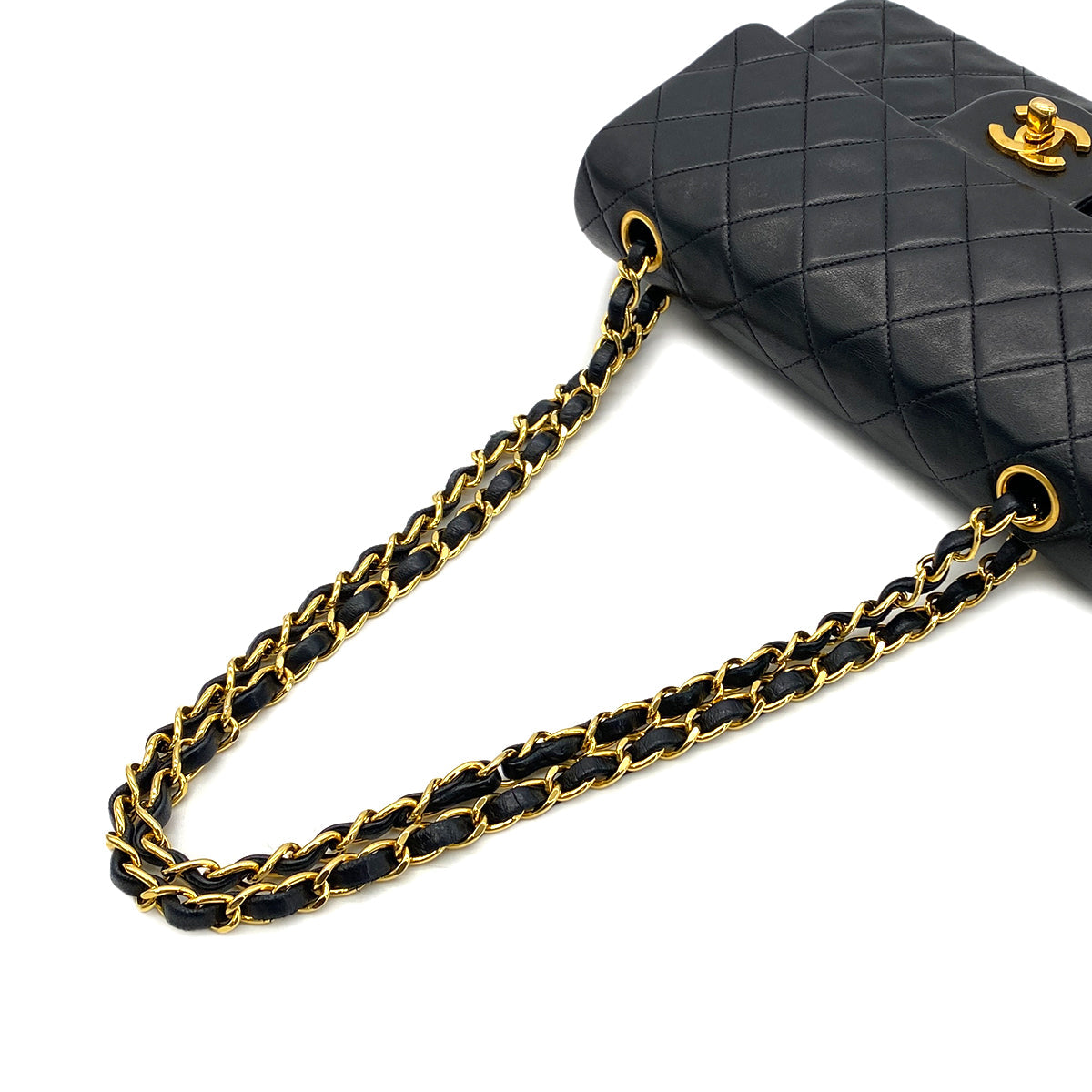 Luxury Promise Japan CHANEL VINTAGE CLASSIC FLAP SMALL CHAIN SHOULDER BAG BLACK LAMB SKIN 90282747