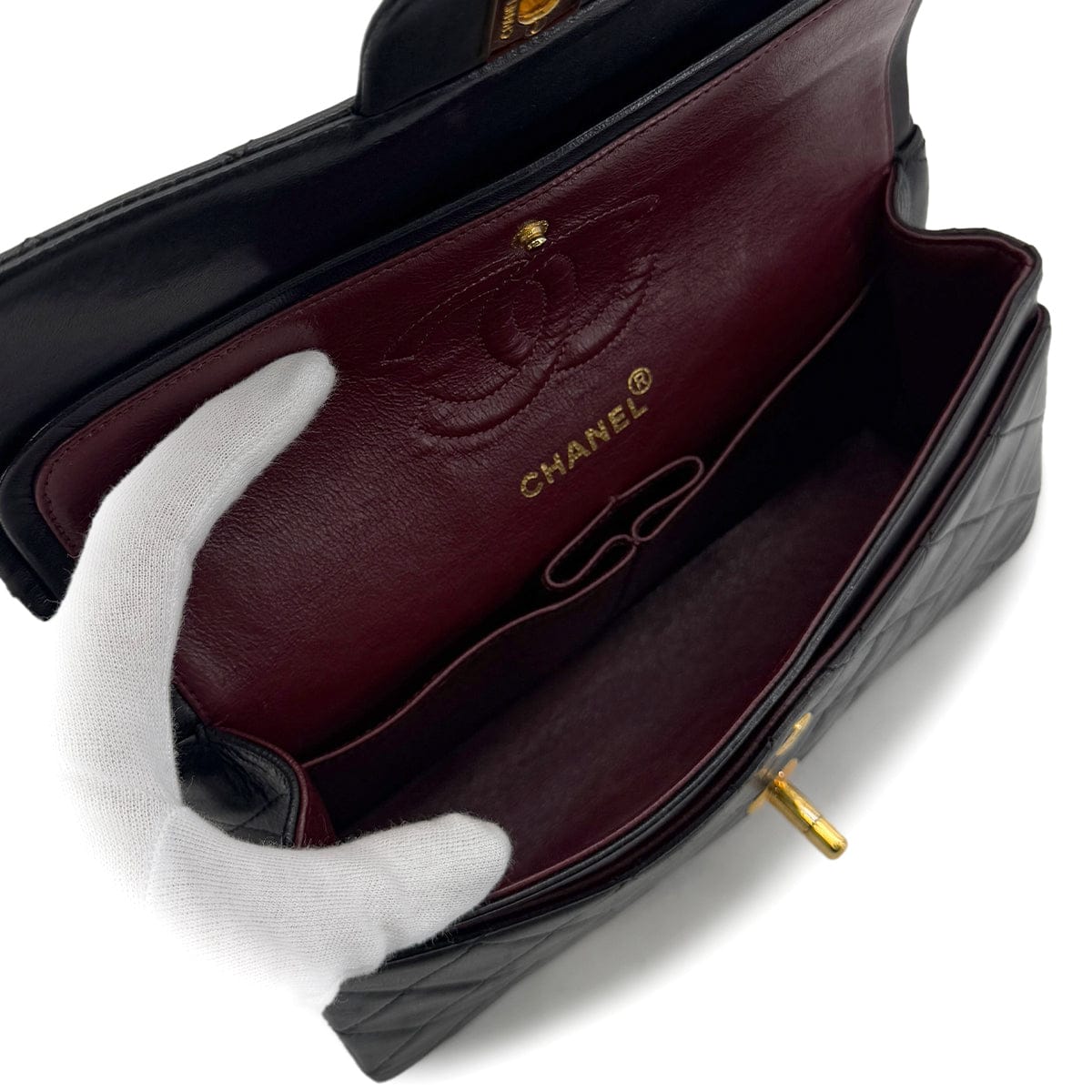 Luxury Promise Japan CHANEL VINTAGE CLASSIC FLAP SMALL CHAIN SHOULDER BAG BLACK LAMB SKIN 90287887