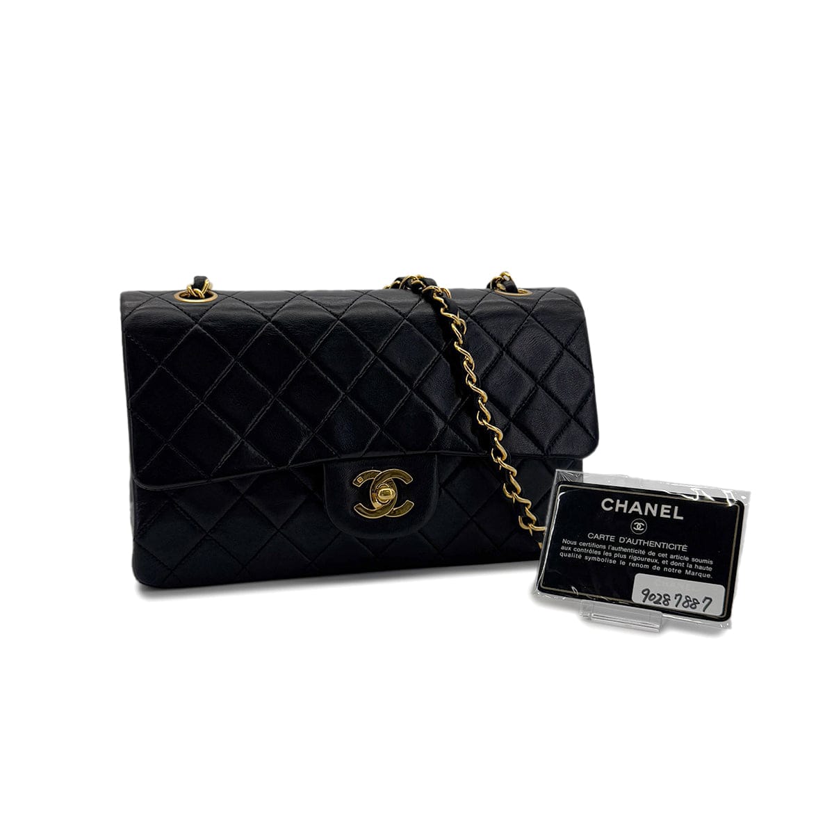 Luxury Promise Japan CHANEL VINTAGE CLASSIC FLAP SMALL CHAIN SHOULDER BAG BLACK LAMB SKIN 90287887