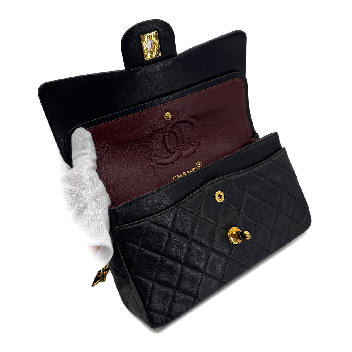 Luxury Promise Japan CHANEL VINTAGE CLASSIC FLAP SMALL CHAIN SHOULDER BAG BLACK LAMB SKIN 90287887