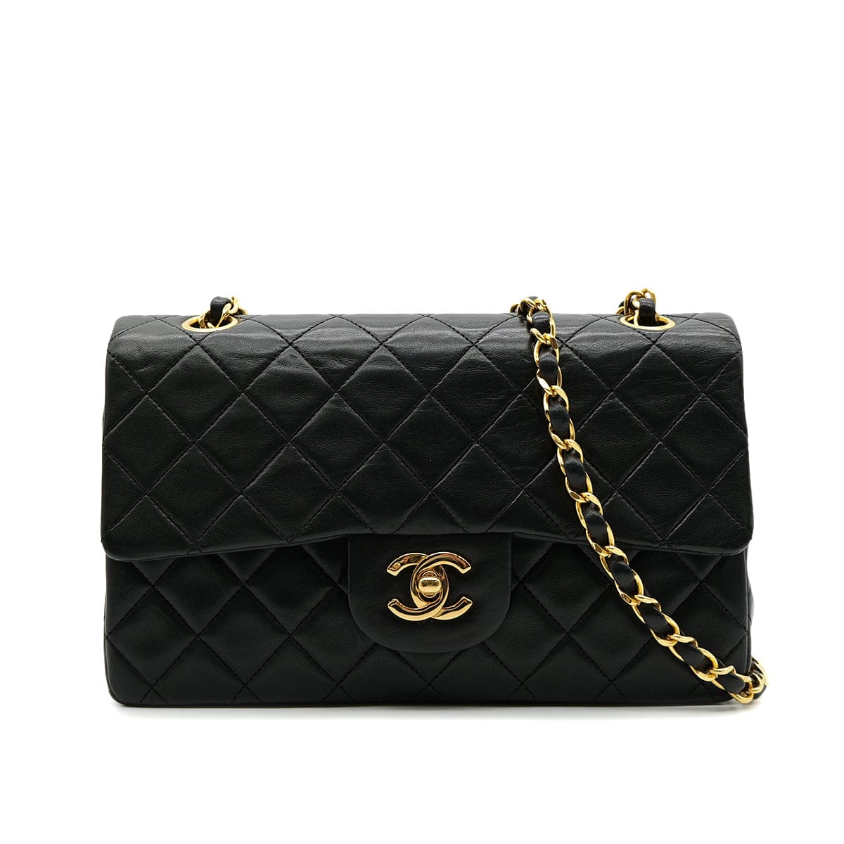 Luxury Promise Japan CHANEL VINTAGE CLASSIC FLAP SMALL CHAIN SHOULDER BAG BLACK LAMB SKIN 90305228