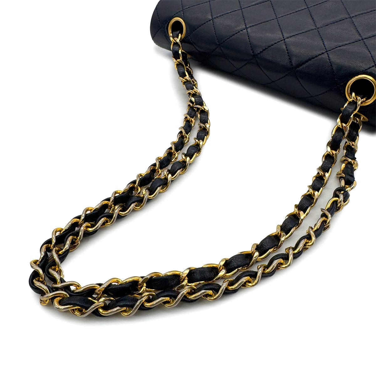 Luxury Promise Japan CHANEL VINTAGE CLASSIC FLAP SMALL CHAIN SHOULDER BAG NAVY LAMB SKIN 90304774