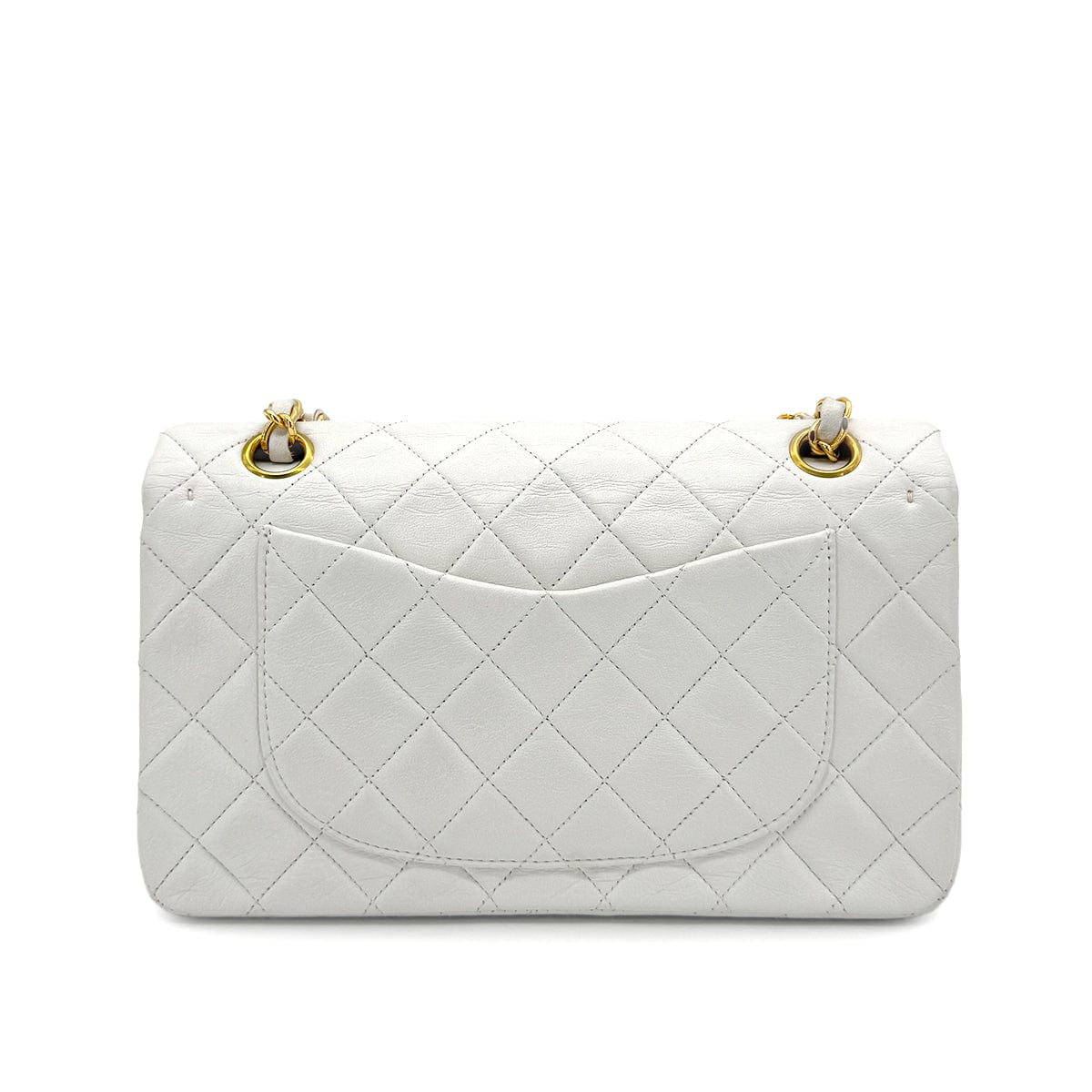 Luxury Promise Japan CHANEL VINTAGE CLASSIC FLAP SMALL CHAIN SHOULDER BAG WHITE LAMB SKIN 90273079