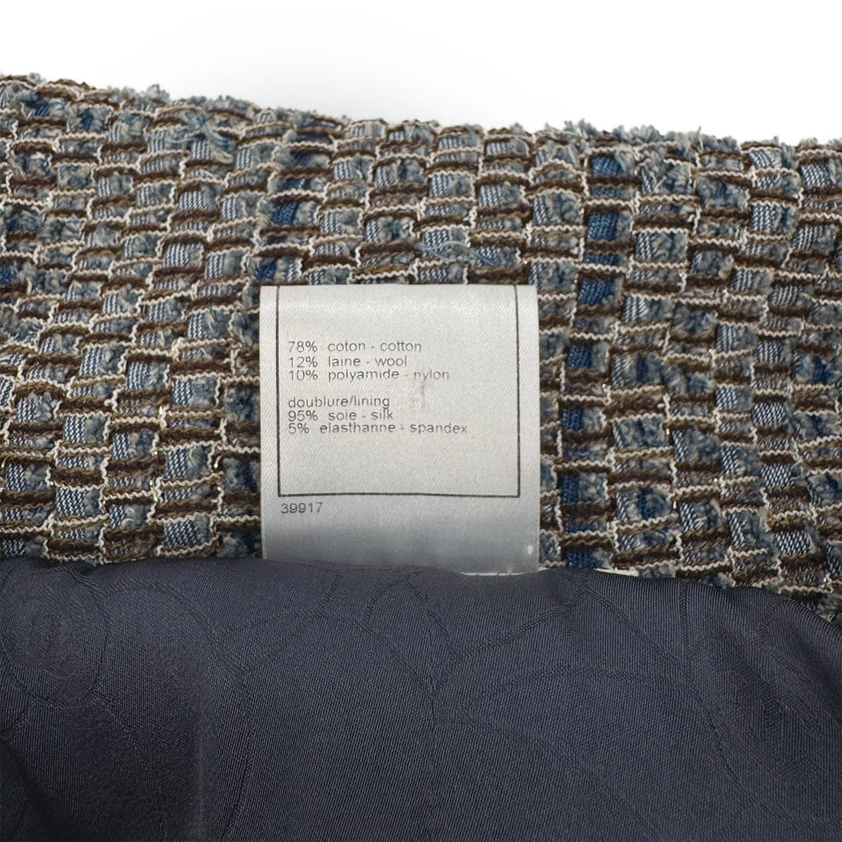 Luxury Promise Japan CHANEL VINTAGE COCO BUTTON DENIM TWEED JACKET BLUE GRAY COTTON 38 03P RTW 90313368
