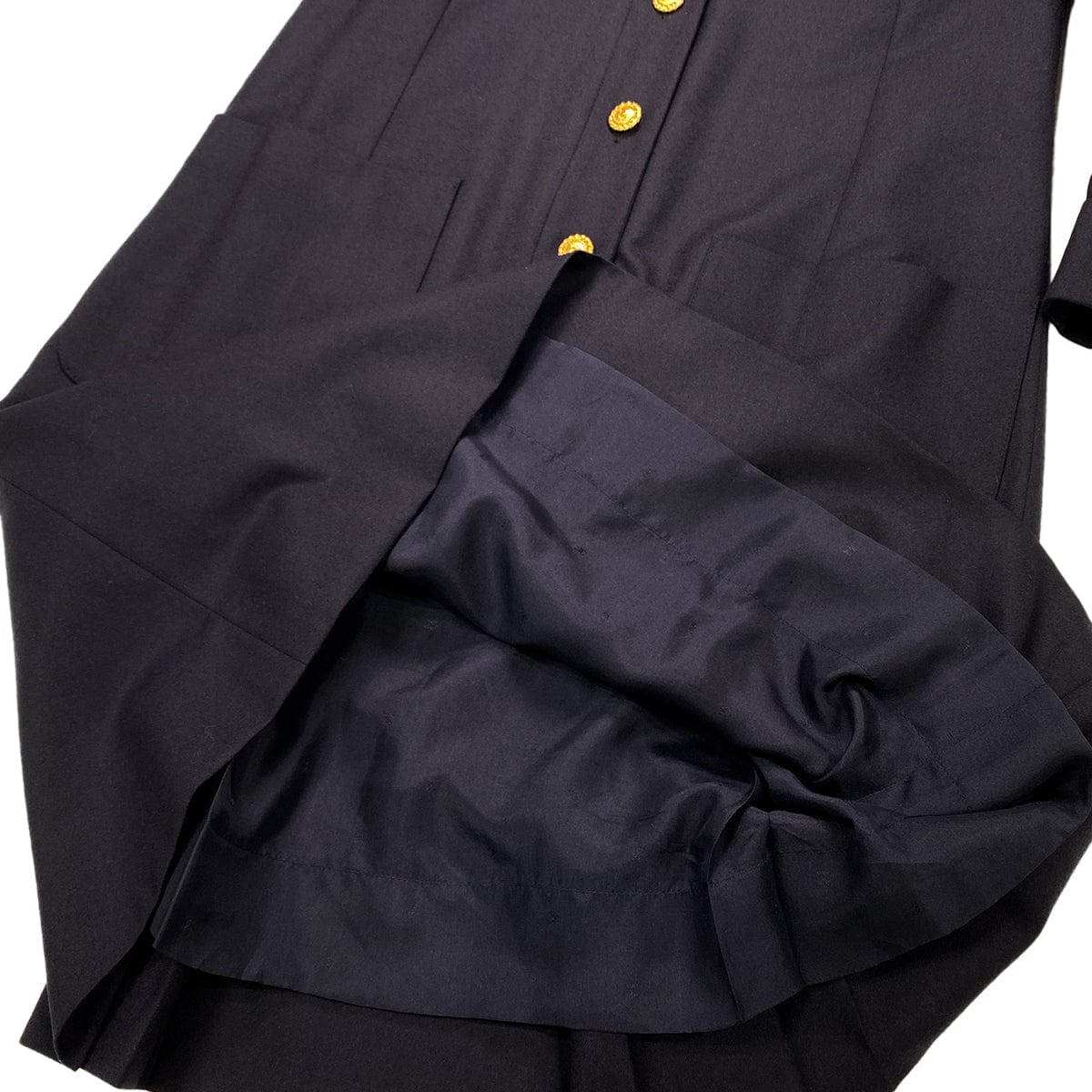 Luxury Promise Japan CHANEL VINTAGE COCO BUTTON DRESS NAVY WOOL 38 RTW 90284017