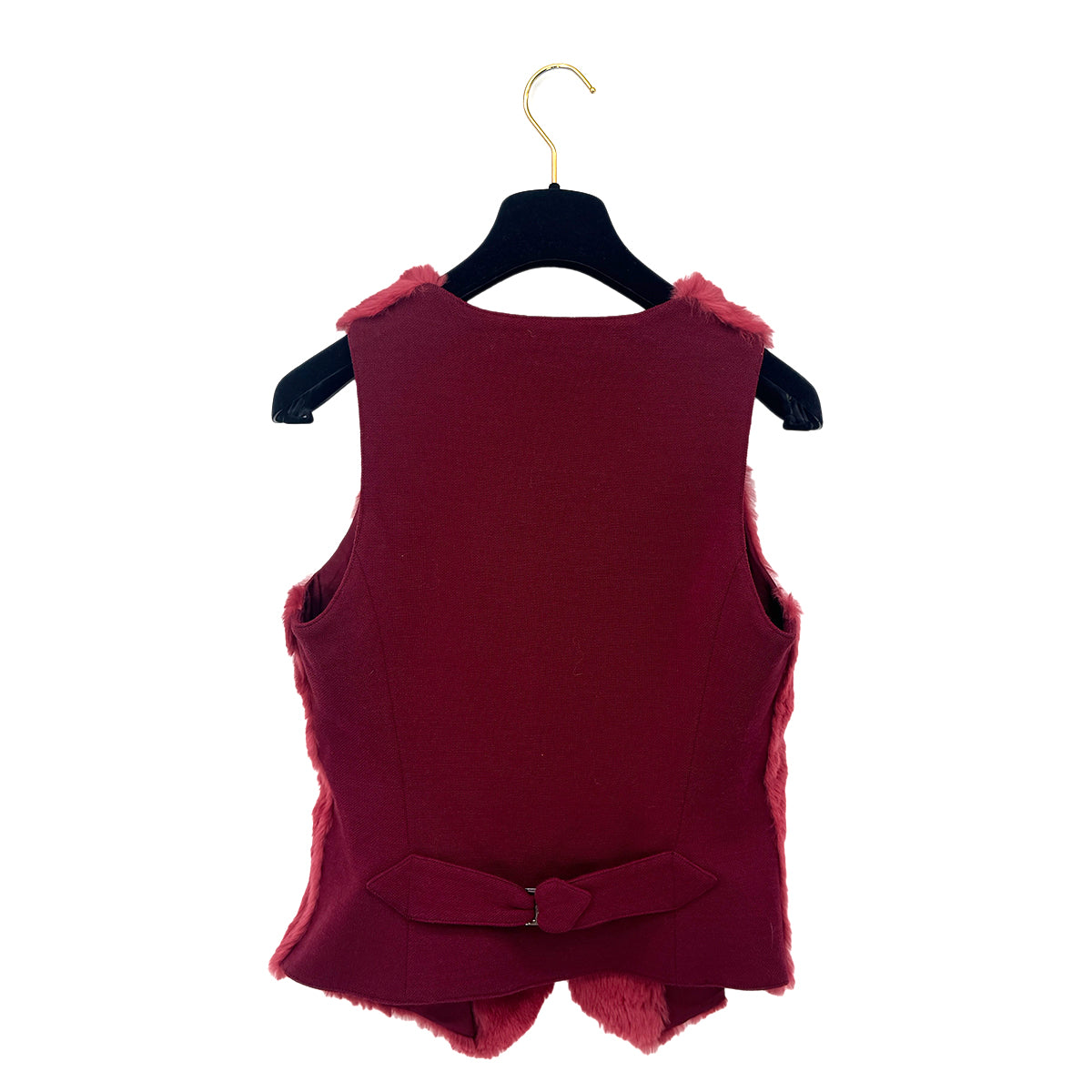 Luxury Promise Japan CHANEL VINTAGE COCO BUTTON FAR VEST GILET RED RABBIT 38 97A RTW 90292116
