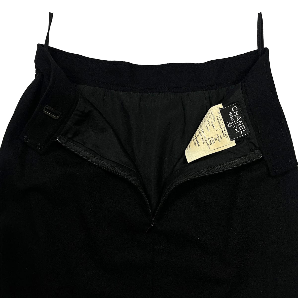 Luxury Promise Japan CHANEL VINTAGE COCO BUTTON PENCIL SKIRT BLACK WOOL 38 94A RTW 90286889