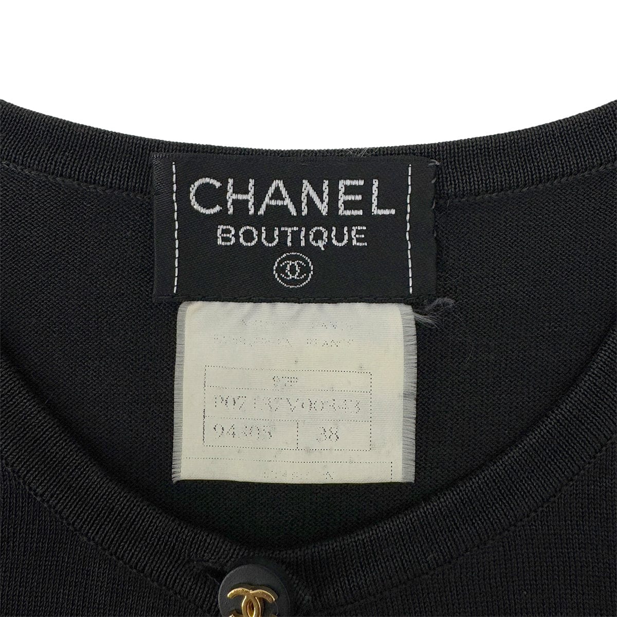Luxury Promise Japan CHANEL VINTAGE COCO BUTTON SLEEVELESS TOPS BLACK RTW 38 97P RTW 90290318