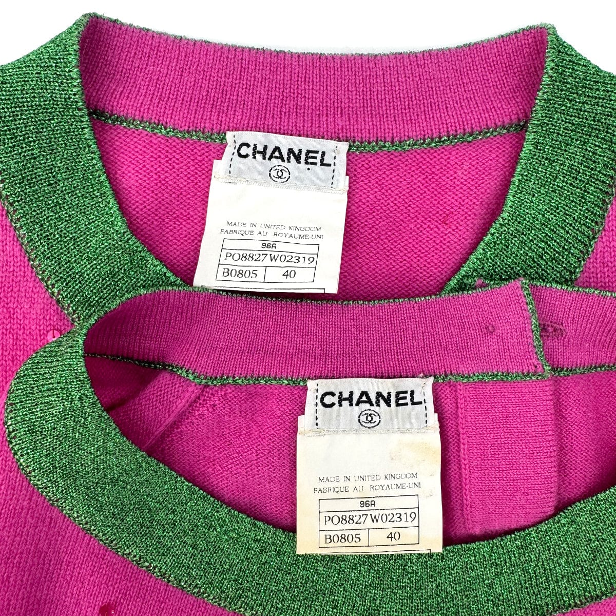 Luxury Promise Japan CHANEL VINTAGE COCO BUTTON TWIN SET CARDIGAN 1996 FALL PINK CASHMERE 40 96A RTW 90292118