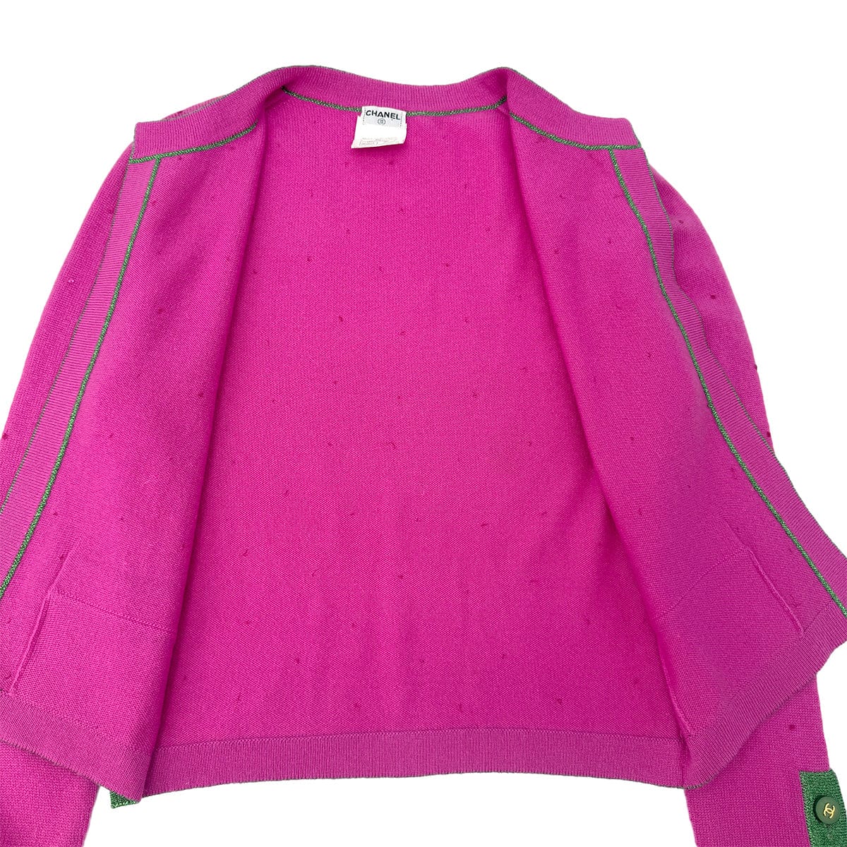 Luxury Promise Japan CHANEL VINTAGE COCO BUTTON TWIN SET CARDIGAN 1996 FALL PINK CASHMERE 40 96A RTW 90292118