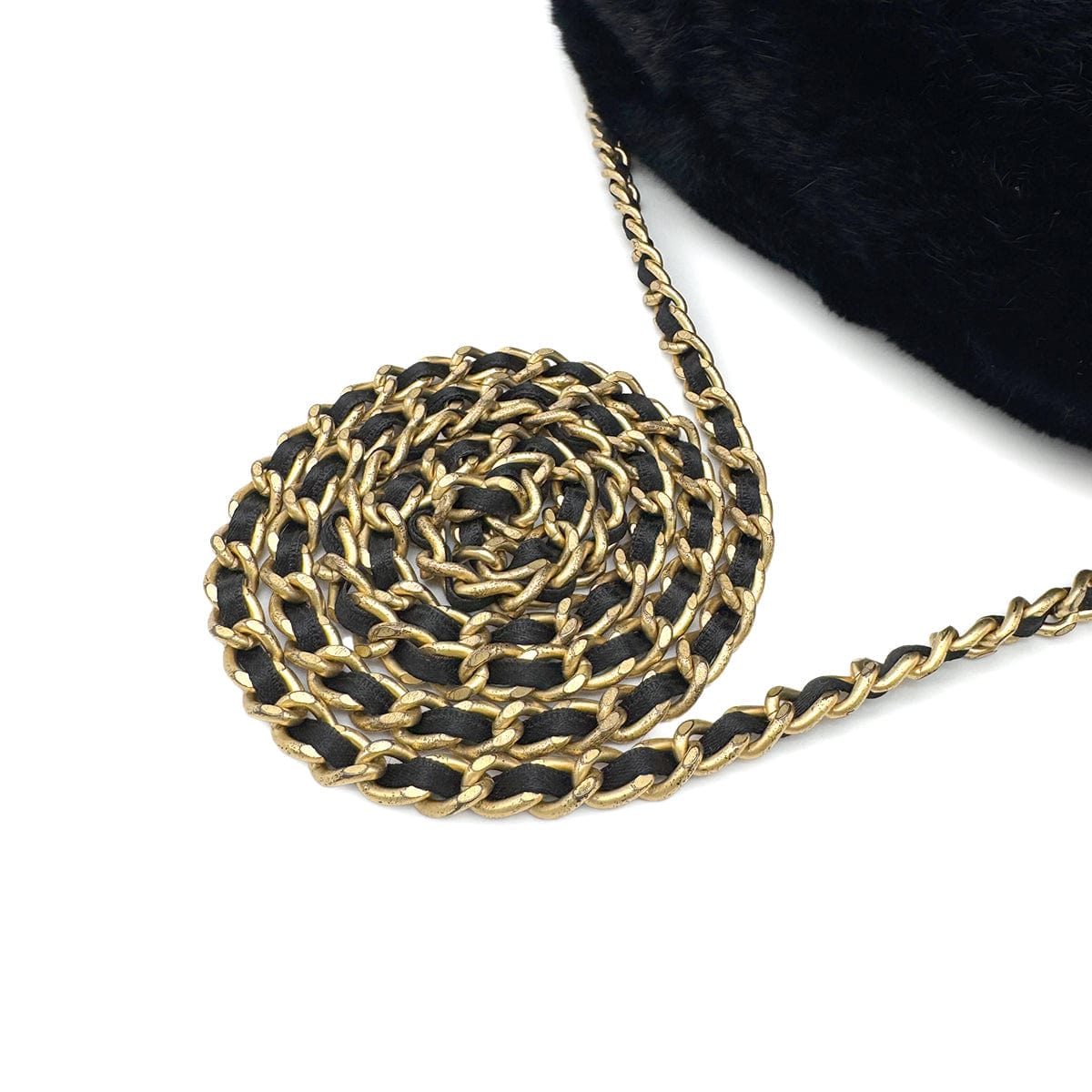 Luxury Promise Japan CHANEL VINTAGE COCOMARK ARM WARMER CHAIN SHOULDER BAG BLACK FUR 90273898