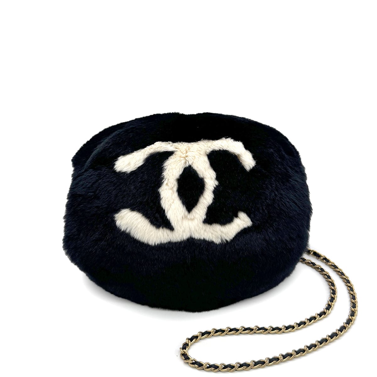 Luxury Promise Japan CHANEL VINTAGE COCOMARK ARM WARMER CHAIN SHOULDER BAG BLACK FUR 90273898