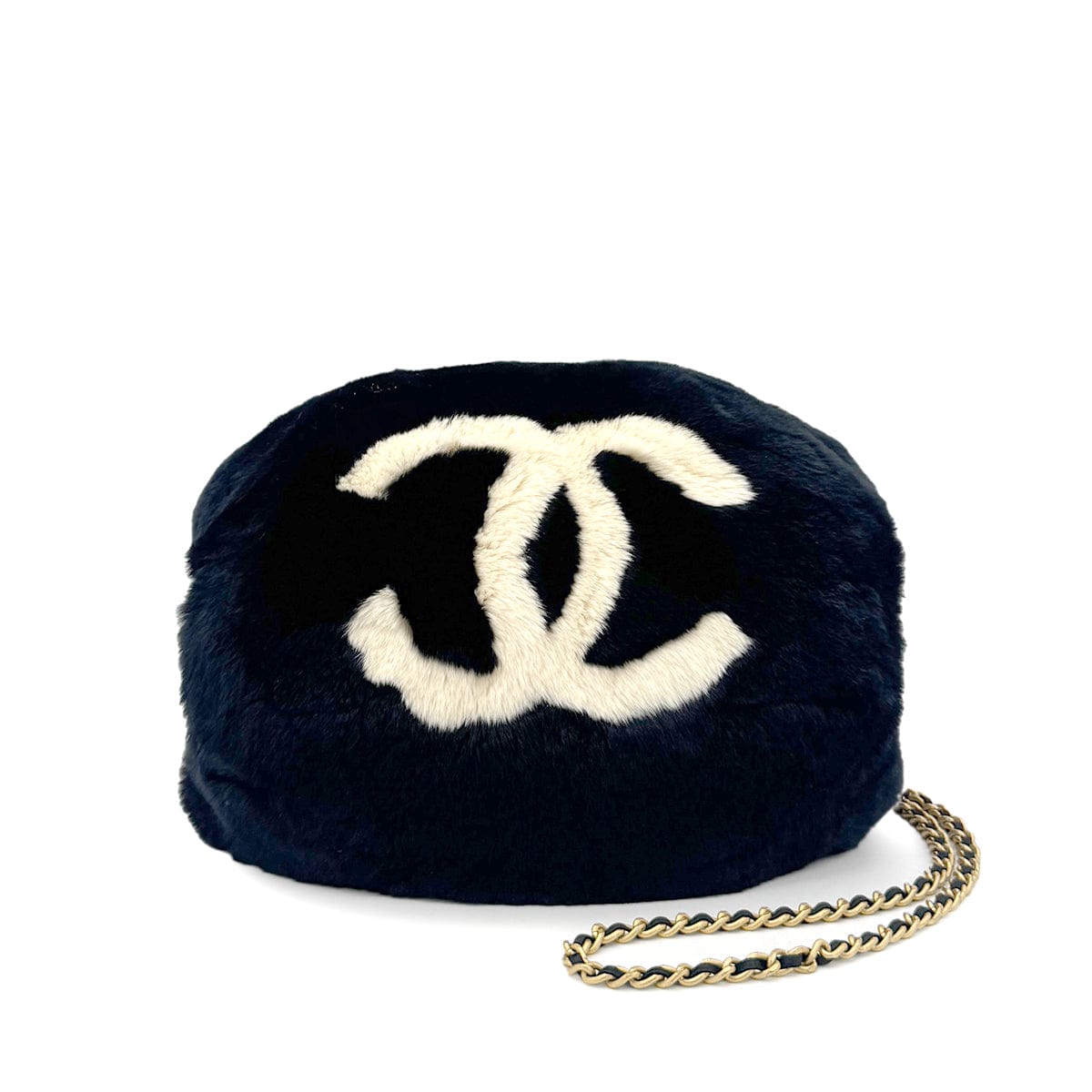 Luxury Promise Japan CHANEL VINTAGE COCOMARK ARM WARMER CHAIN SHOULDER BAG BLACK FUR 90273899