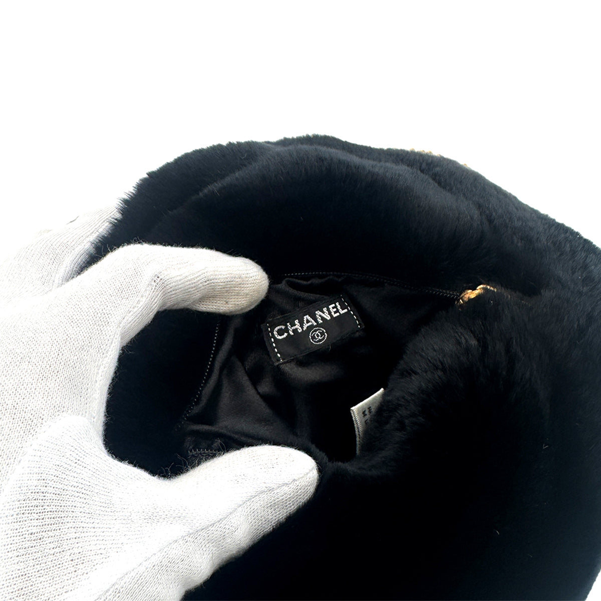 Luxury Promise Japan CHANEL VINTAGE COCOMARK ARM WARMER CHAIN SHOULDER BAG BLACK FUR 90273899