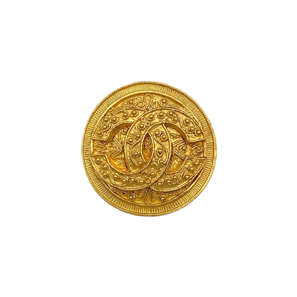 Luxury Promise Japan CHANEL VINTAGE COCOMARK BROOCH ROUND GOLD ACCESSORY 94A 90271773