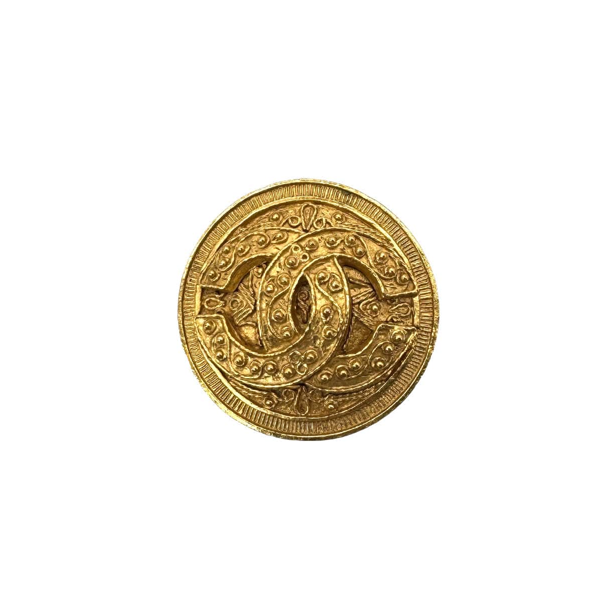 Luxury Promise Japan CHANEL VINTAGE COCOMARK BROOCH ROUND GOLD ACCESSORY 94A 90300597