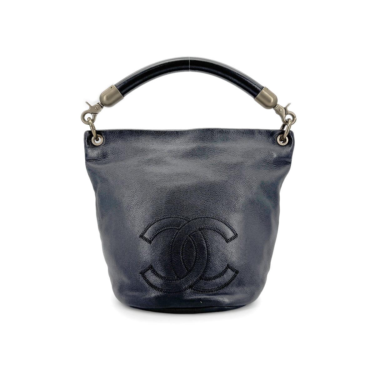Luxury Promise Japan CHANEL VINTAGE COCOMARK BUKET ONE HAND BAG BLACK CALF LEATHER 90274478