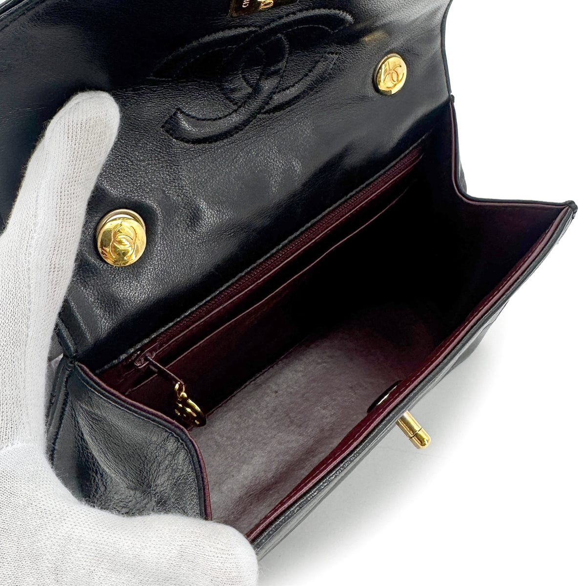 Luxury Promise Japan CHANEL VINTAGE COCOMARK CHAIN SHOULDER BAG BLACK LAMB SKIN 90275138