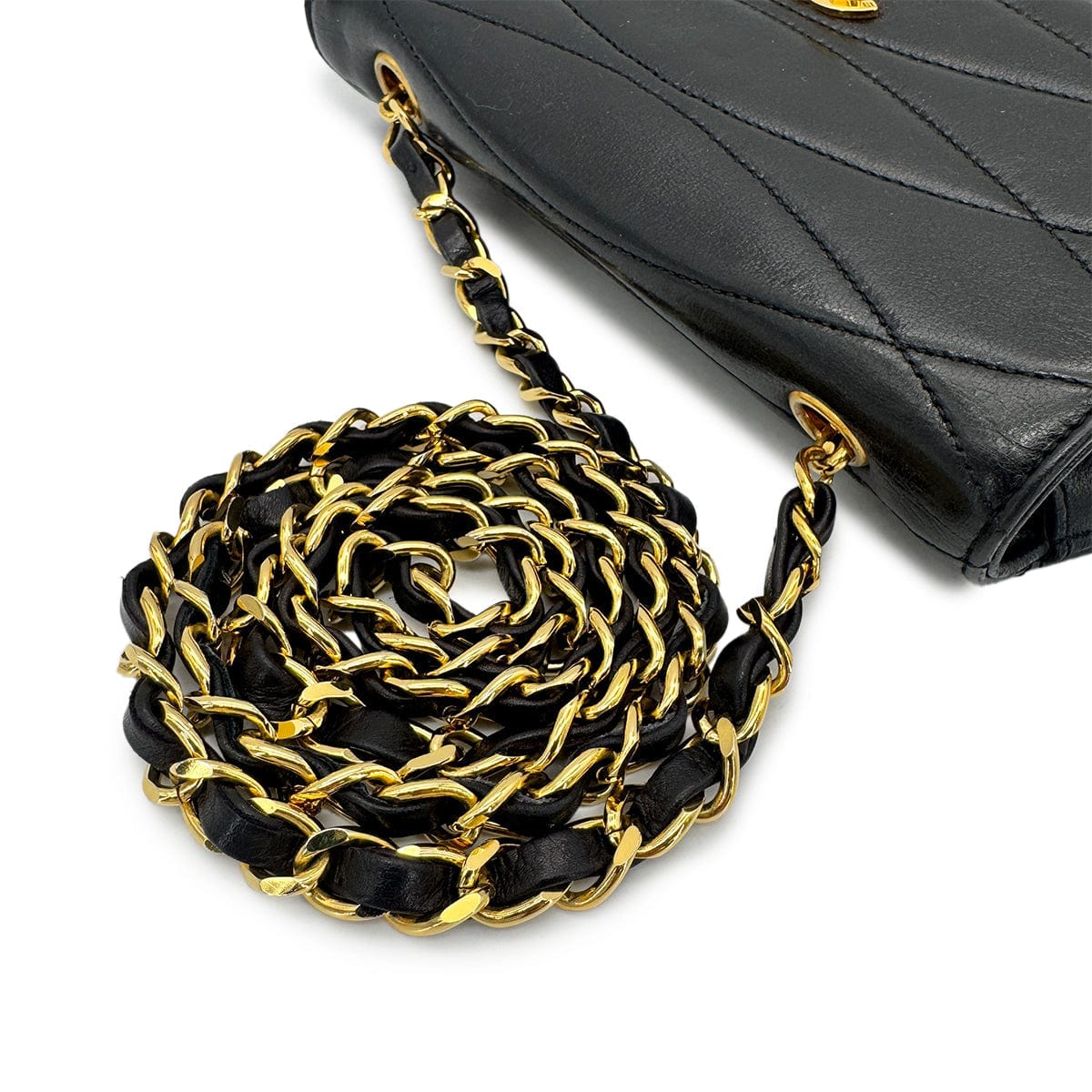 Luxury Promise Japan CHANEL VINTAGE COCOMARK CHAIN SHOULDER BAG BLACK LAMB SKIN 90275138