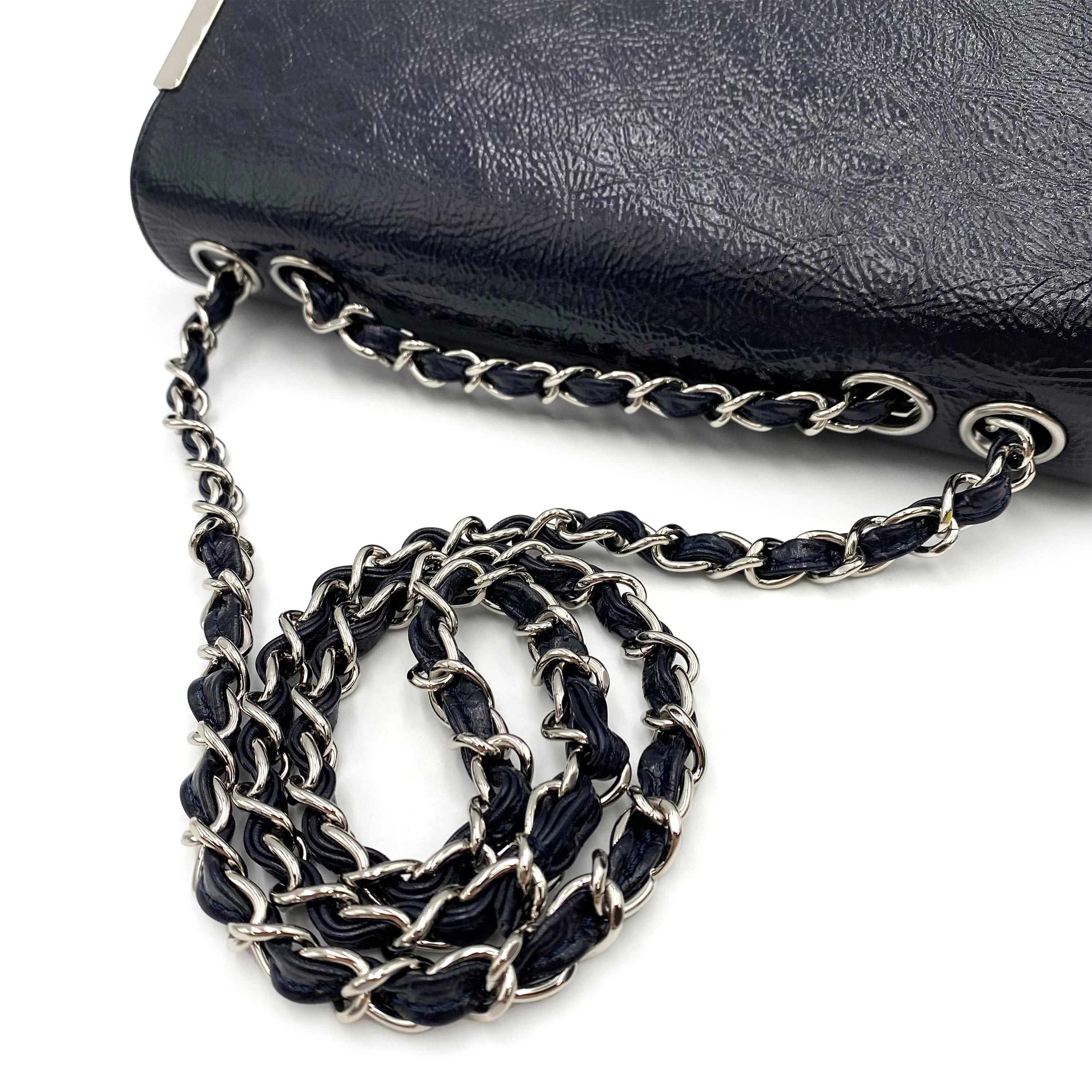 Luxury Promise Japan CHANEL VINTAGE COCOMARK CHAIN SHOULDER BAG NAVY CALF SKIN SHW 90238794