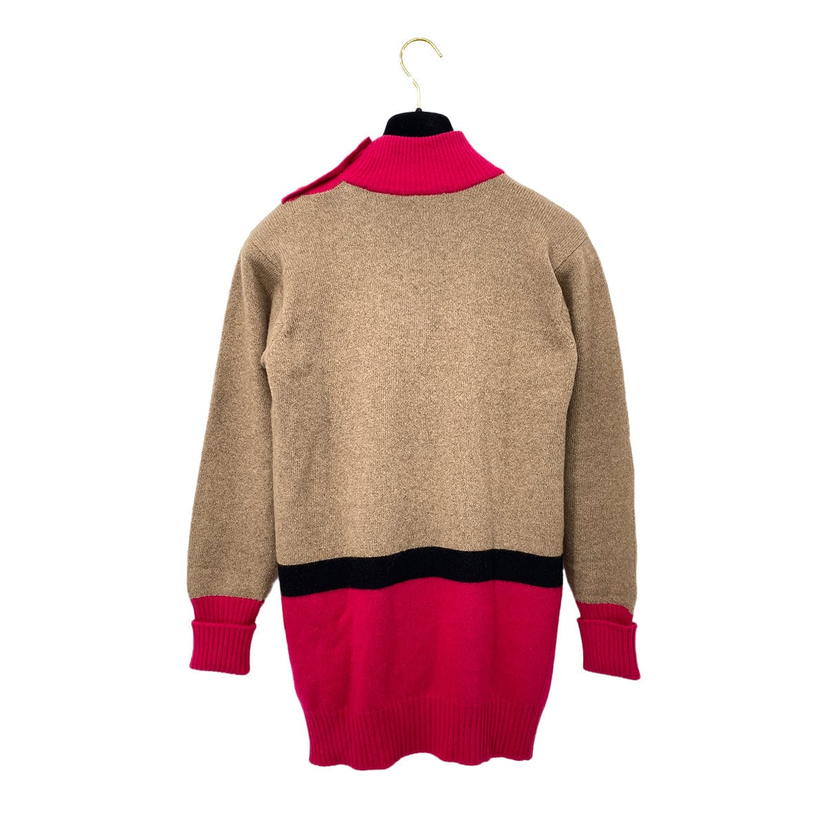 Luxury Promise Japan CHANEL VINTAGE COCOMARK COLOR BLOCK KNIT GOLD BOTTON BEIGE PINK RTW 90283646