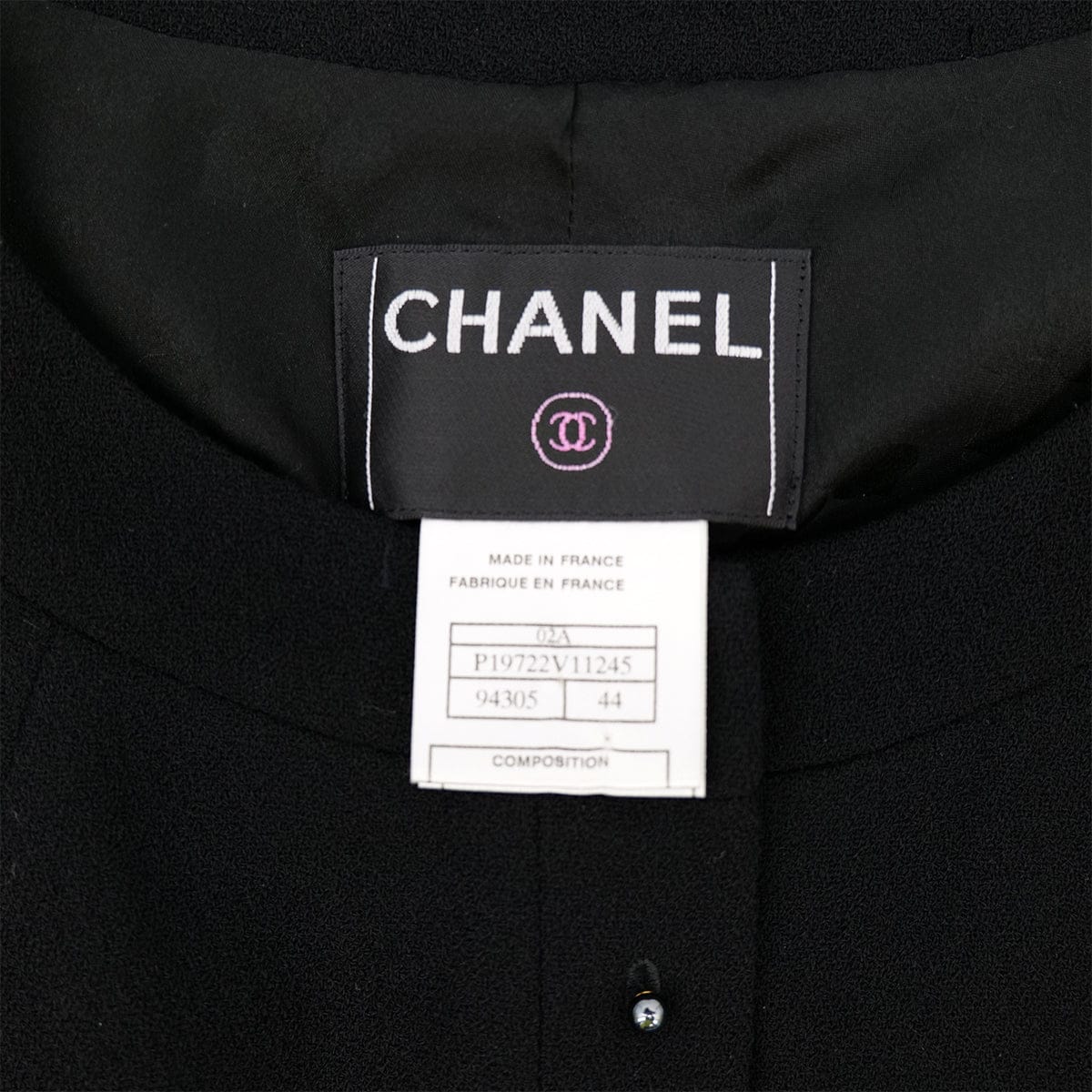 Luxury Promise Japan CHANEL VINTAGE COCOMARK JACKET BLACK WOOL 44 02A RTW 90308381