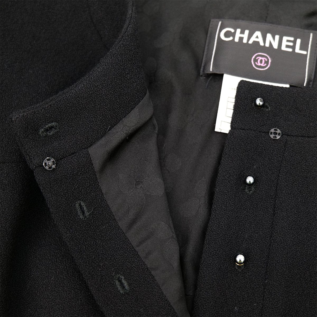 Luxury Promise Japan CHANEL VINTAGE COCOMARK JACKET BLACK WOOL 44 02A RTW 90308381