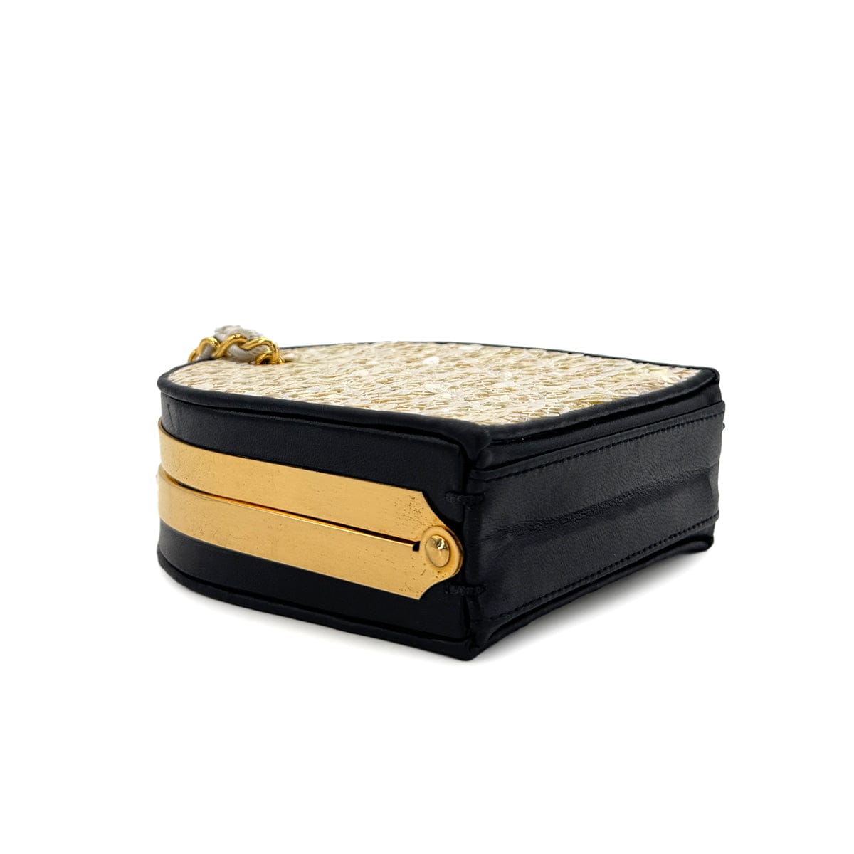 Luxury Promise Japan CHANEL VINTAGE COCOMARK KISS LOCK CHAIN SHOULDER BAG WHITE SEQUINS 90303023