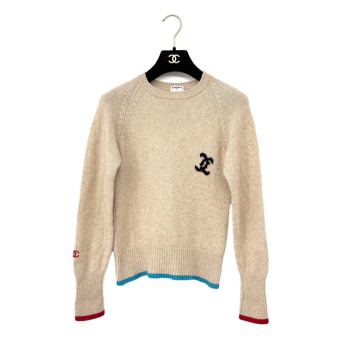 Luxury Promise Japan CHANEL VINTAGE COCOMARK KNIT TOPS BEIGE CACHEMIRE RTW 90303320