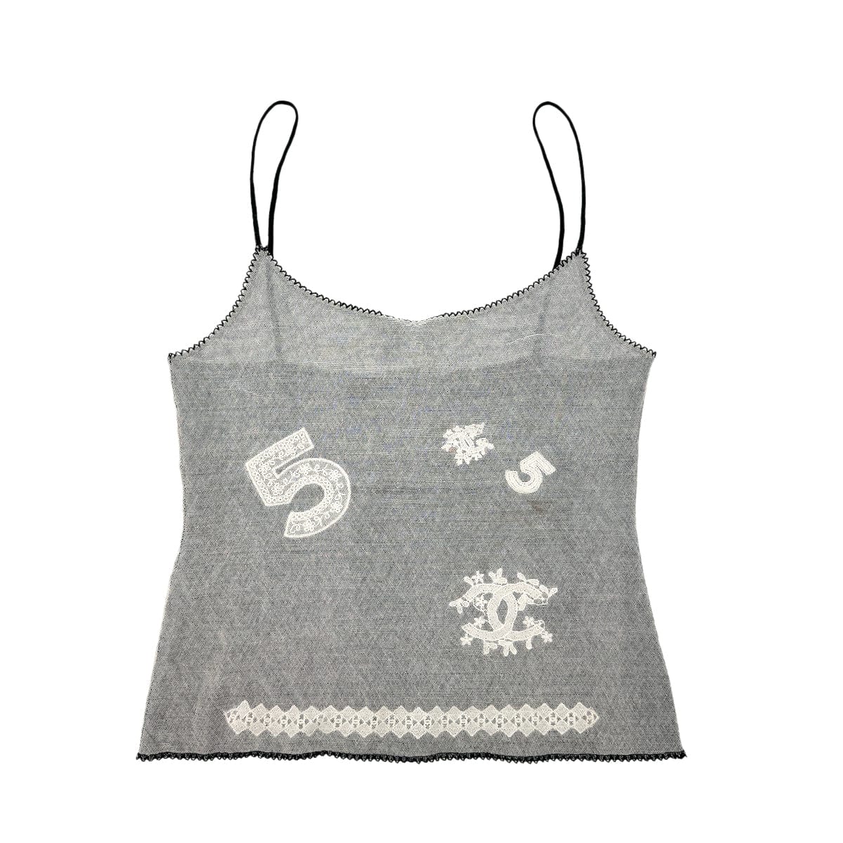 Luxury Promise Japan CHANEL VINTAGE COCOMARK RACE CAMISOLE TOP WHITE COTTON 40 P23 RTW 90284792