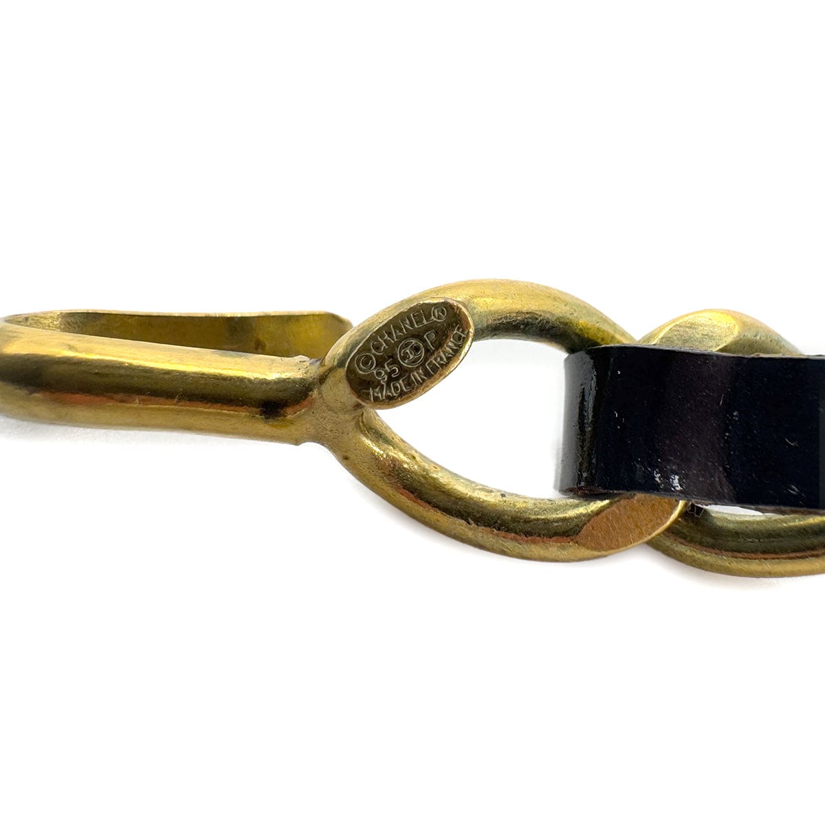 Luxury Promise Japan CHANEL VINTAGE COCOMARK RHINESTONE CHAIN NECKLACE LEATHER ACCESSORY 95P 90290304