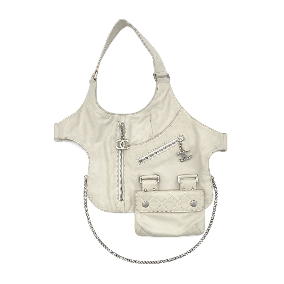 Luxury Promise Japan CHANEL VINTAGE COCOMARK RUNWAY FALL 2003 COLLECTION MATELASSE BODY BAG WHITE LAMB SKIN 90284561