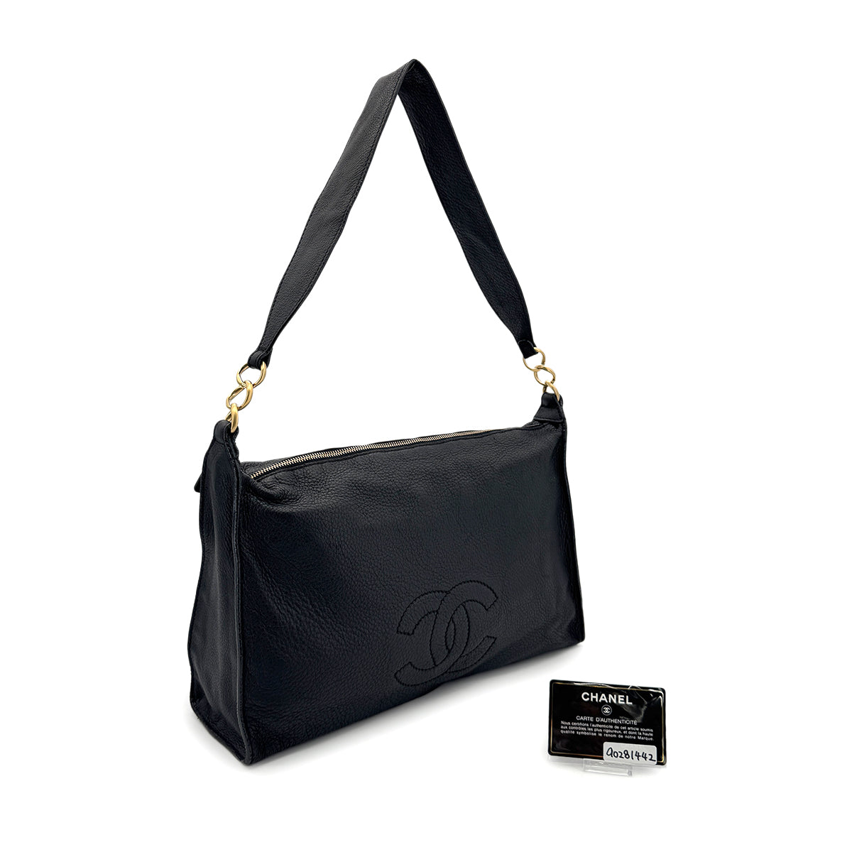 Luxury Promise Japan CHANEL VINTAGE COCOMARK SHOULDER BAG BLACK LEATHER 90281442