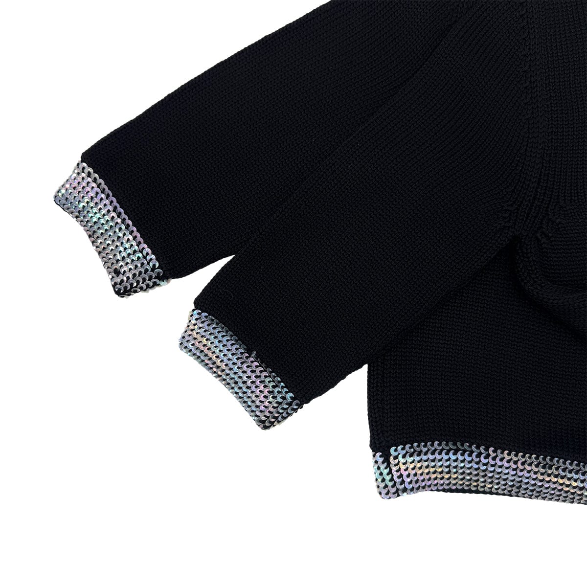 Luxury Promise Japan CHANEL VINTAGE COCOMARK TWIN KNIT SEQUINS CARDIGAN SLEEVELESS TOPS BLACK WOOL 38 99A RTW 90286925