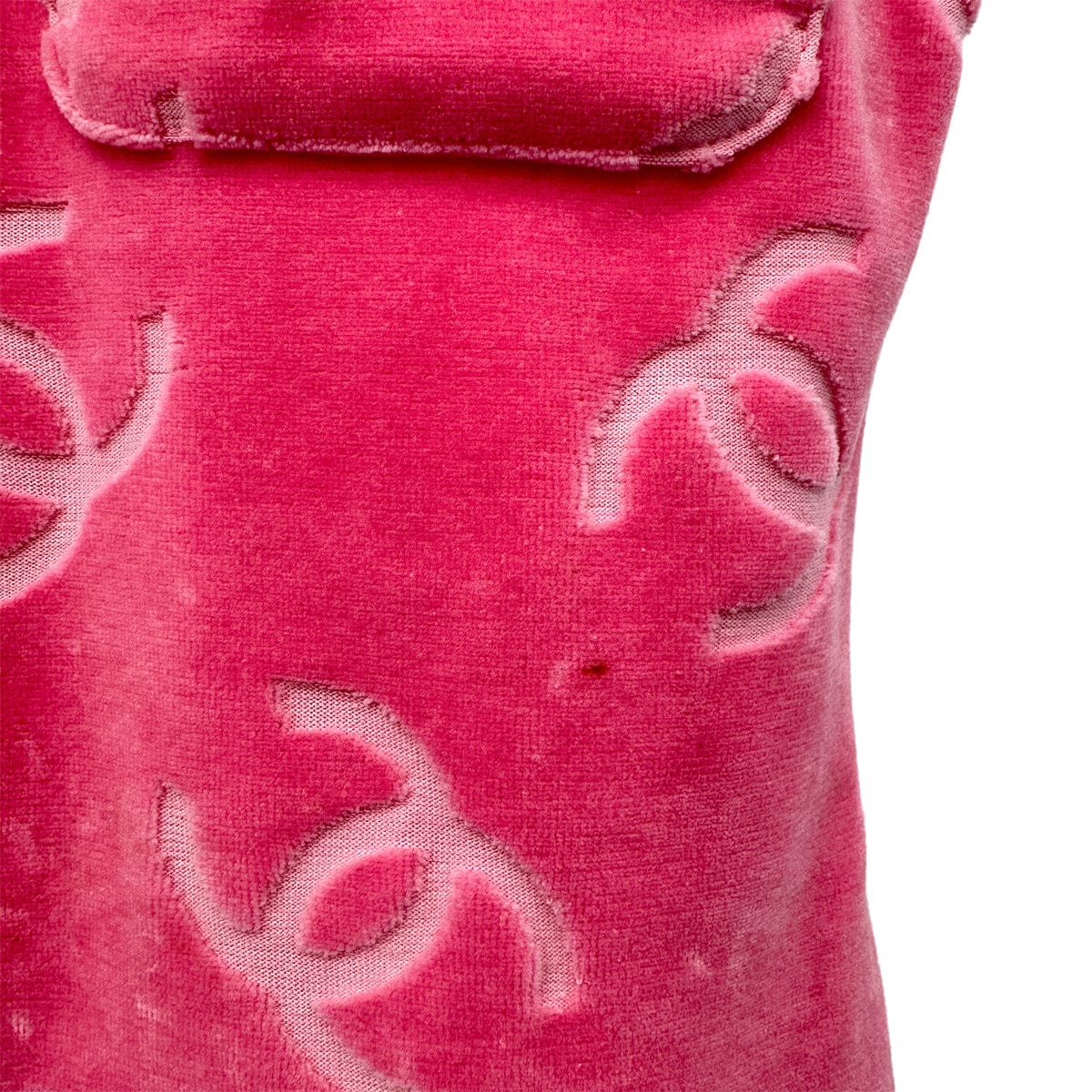 Luxury Promise Japan CHANEL VINTAGE COCOMARK VELOR SHORT SLEEVE TOPS COCO BUTTON PINK COTTON RTW 90295133