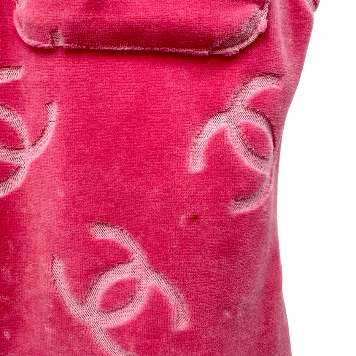 Luxury Promise Japan CHANEL VINTAGE COCOMARK VELOR SHORT SLEEVE TOPS COCO BUTTON PINK COTTON RTW 90295133