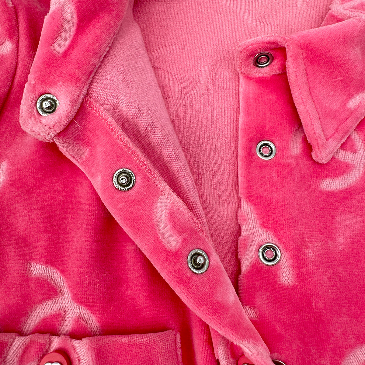 Luxury Promise Japan CHANEL VINTAGE COCOMARK VELOR SHORT SLEEVE TOPS COCO BUTTON PINK COTTON RTW 90295133