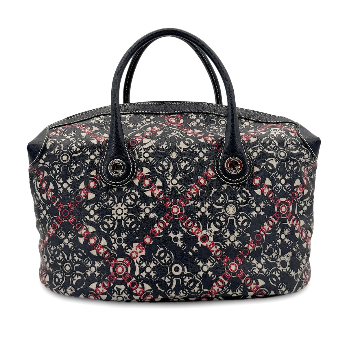 Luxury Promise Japan CHANEL VINTAGE COCOTRAVEL BOSTON BAG BLACK RED WHITE LEATHER 90281255