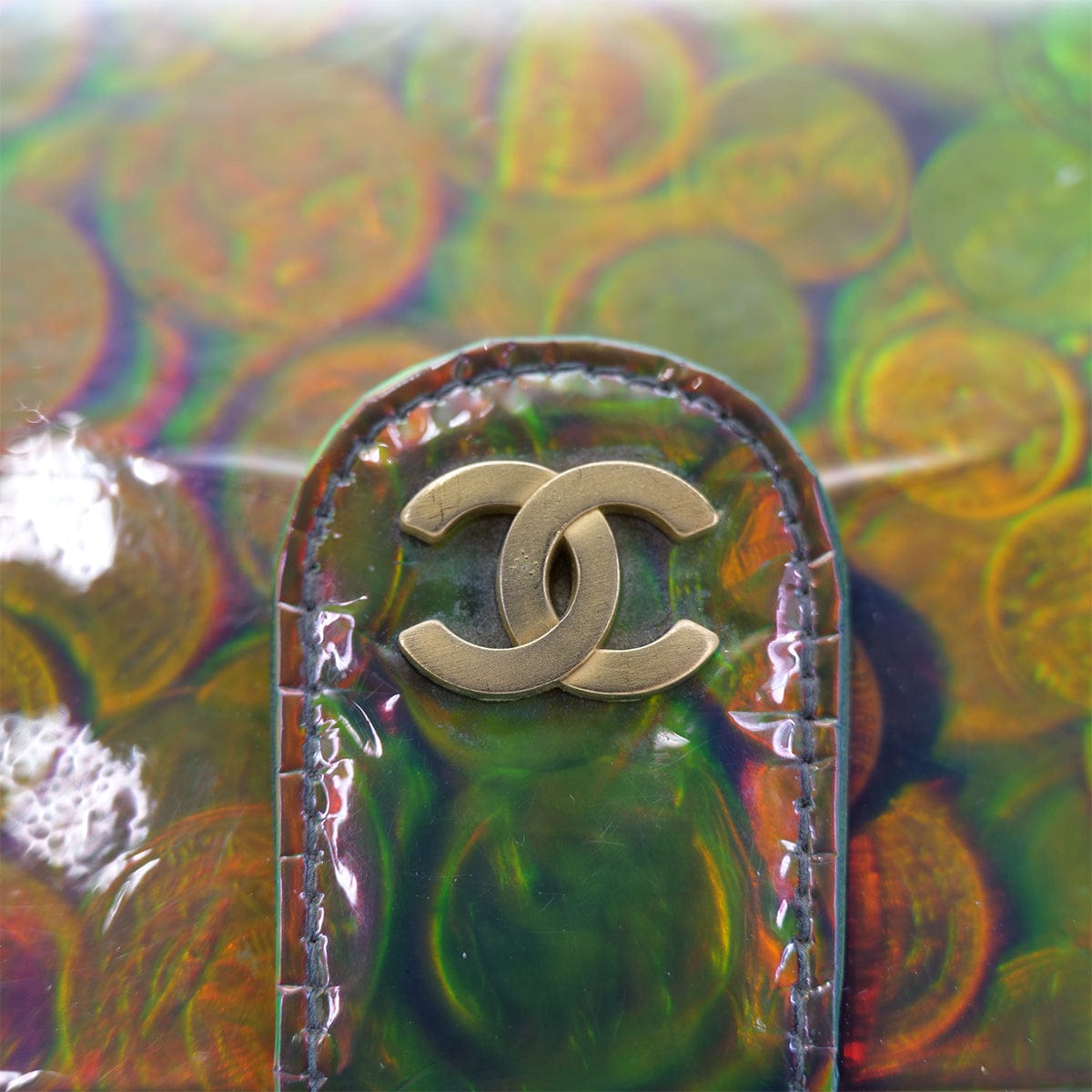 Luxury Promise Japan CHANEL VINTAGE COIN PATTERN HAND BAG GREEN ENAMEL 90296125