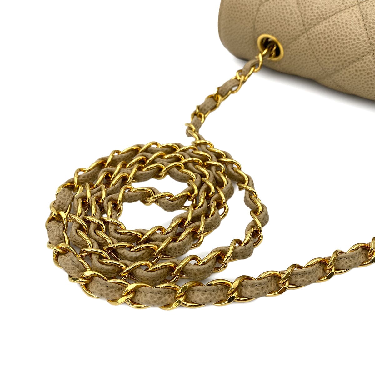 Luxury Promise Japan CHANEL VINTAGE DIANA MEDIUM CHAIN SHOULDER BAG BEIGE CAVIAR SKIN 90245035