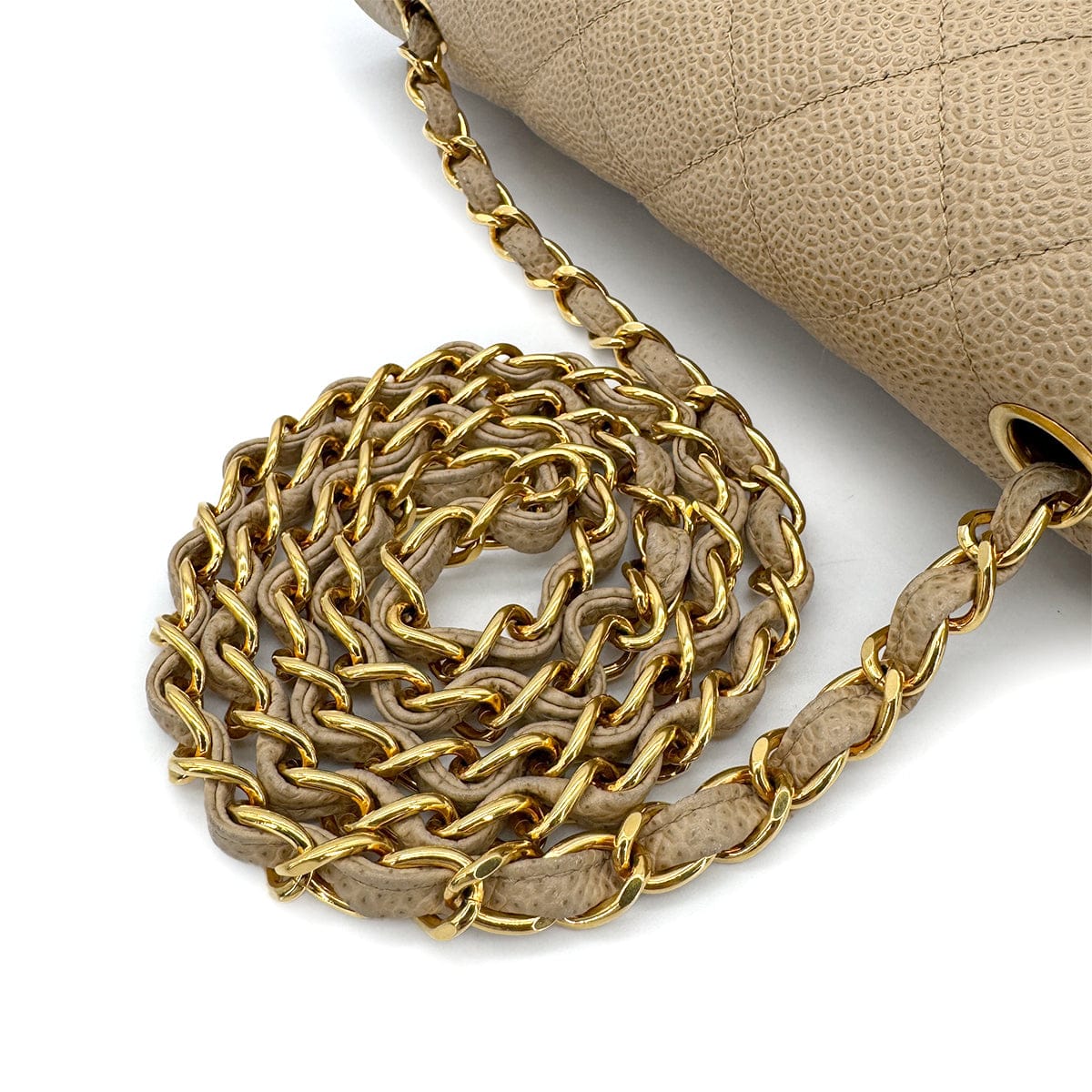 Luxury Promise Japan CHANEL VINTAGE DIANA MEDIUM CHAIN SHOULDER BAG BEIGE CAVIAR SKIN 90304980