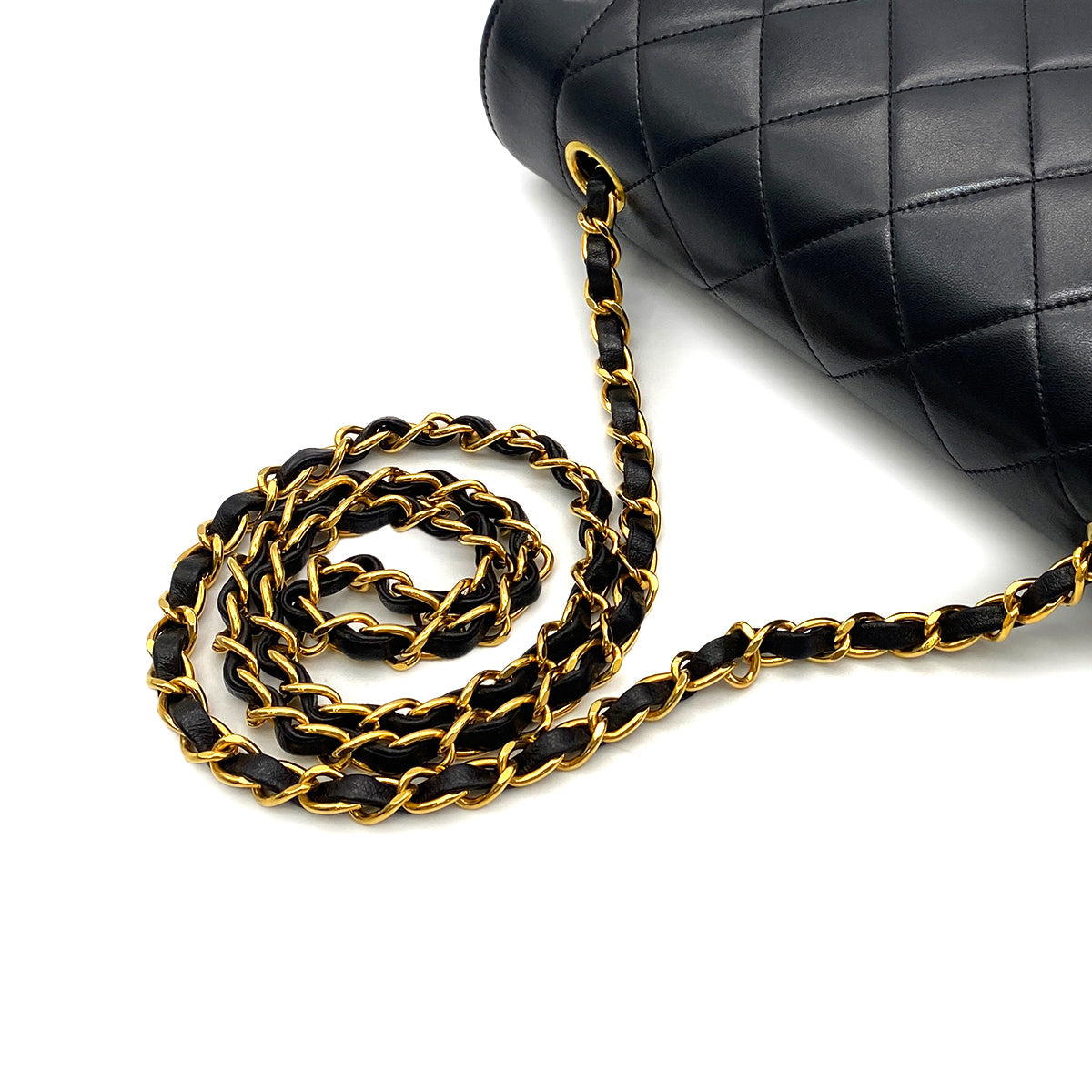 Luxury Promise Japan CHANEL VINTAGE DIANA MEDIUM CHAIN SHOULDER BAG BLACK LAMB SKIN 90265886