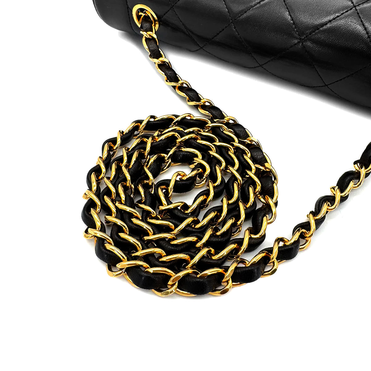 Luxury Promise Japan CHANEL VINTAGE DIANA MEDIUM CHAIN SHOULDER BAG BLACK LAMB SKIN 90267771