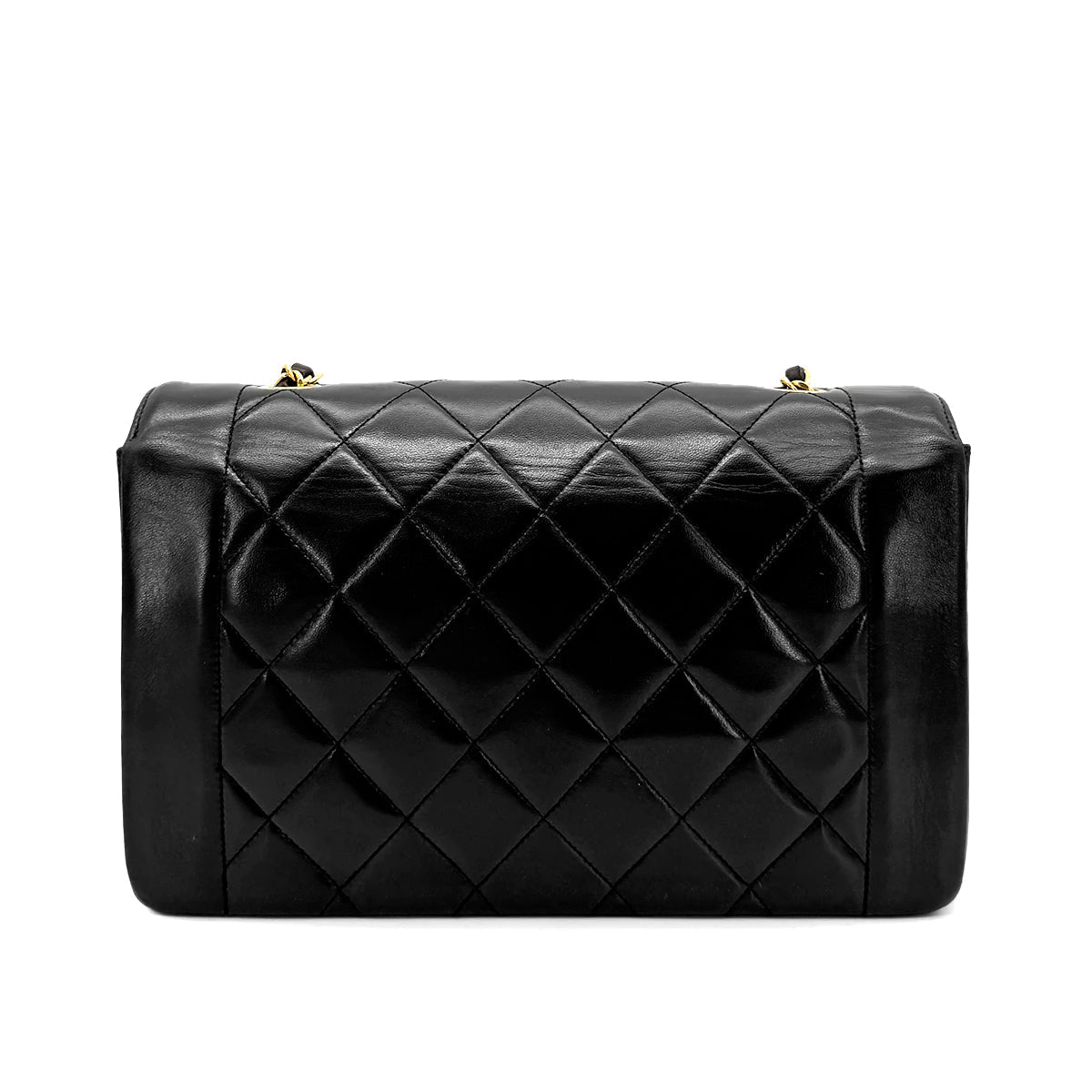 Luxury Promise Japan CHANEL VINTAGE DIANA MEDIUM CHAIN SHOULDER BAG BLACK LAMB SKIN 90267771