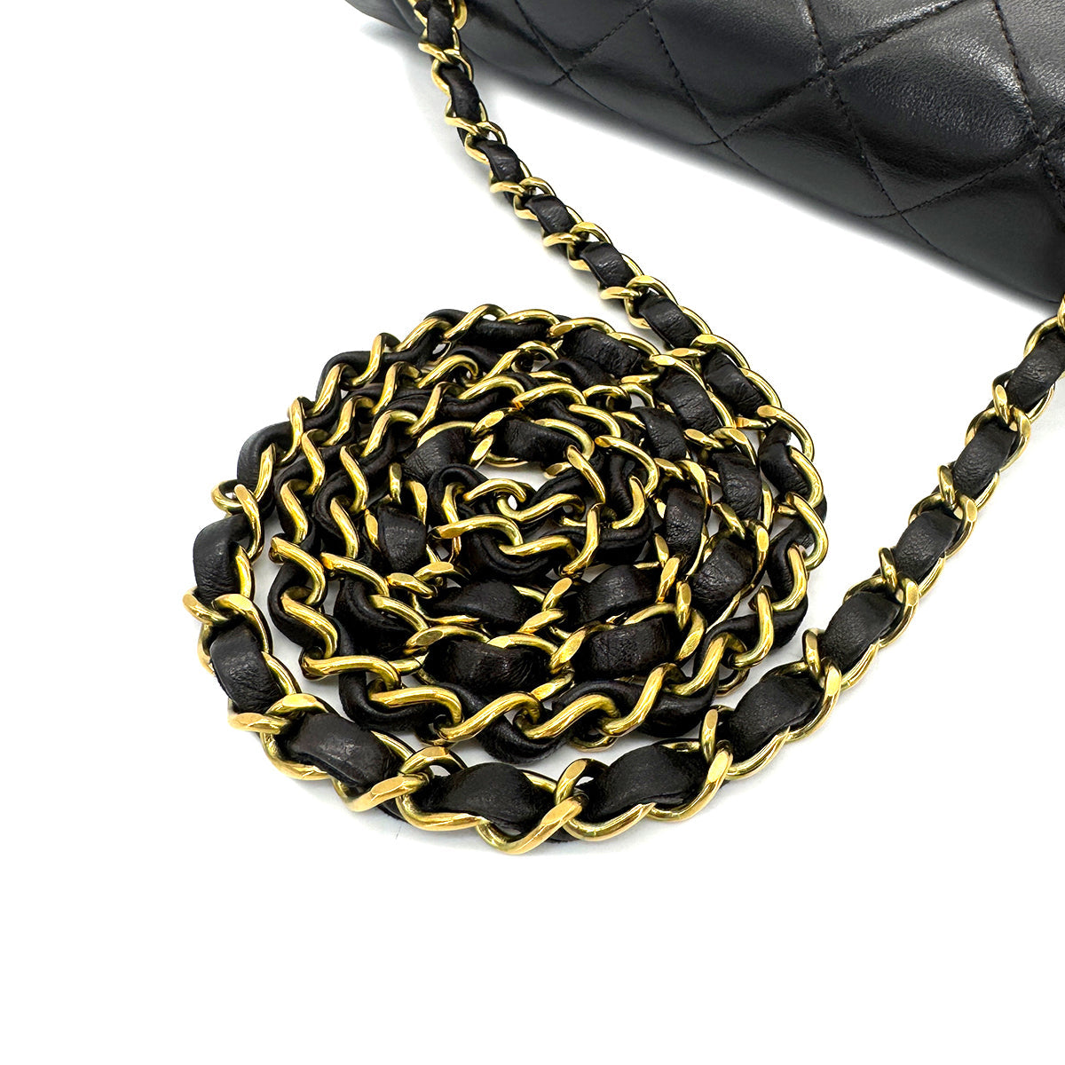 Luxury Promise Japan CHANEL VINTAGE DIANA MEDIUM CHAIN SHOULDER BAG BLACK LAMB SKIN 90267772